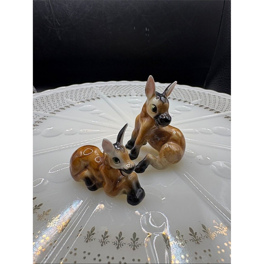 Vintage Ceramic mini Donkey Mule Pair